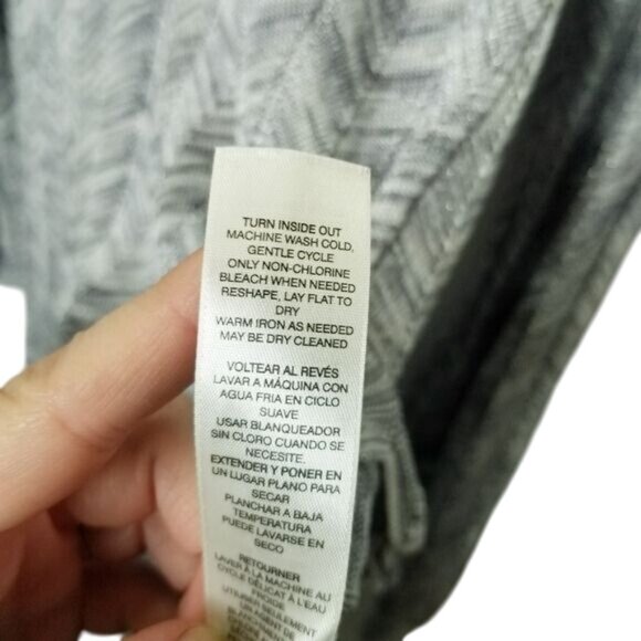 White House‎ Black Market XS Gray Chevron Long Sleeve Lace-Up Knit Tunic Top - Picture 4 of 13